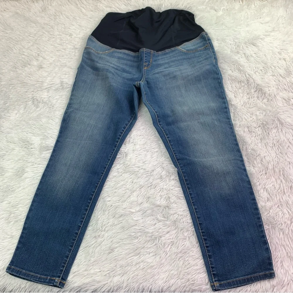 Isabel maternity crop skinny jeans crossover panel‎